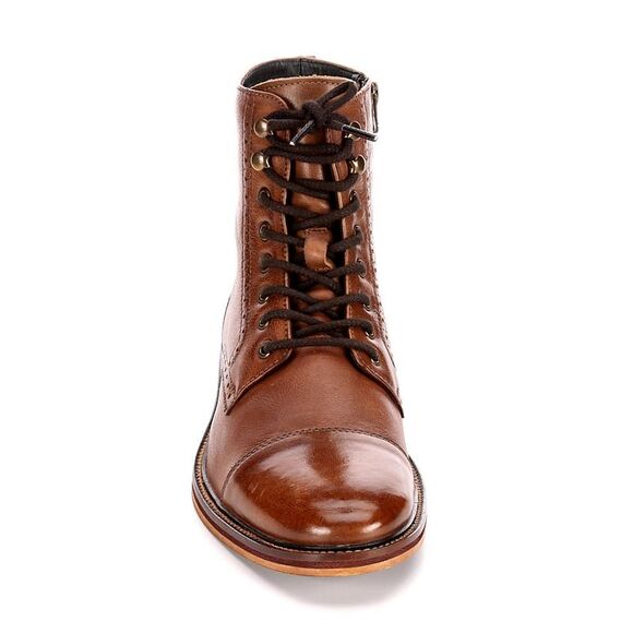 Franco Fortini Mens 'Drexel' Cap Toe Brogue Lace Up Boots - Picture 3 of 7